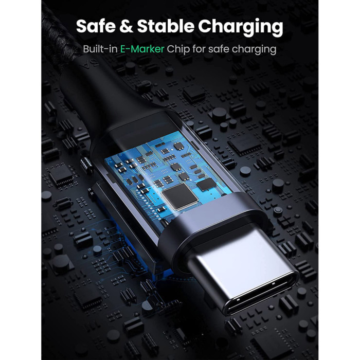Дата кабель USB-C 2.0 to USB-C 3.0m 90° corner US334 black Ugreen (20583)