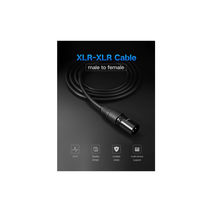 Кабель мультимедійний XLR M to XLR F 3.0m AV130 black Ugreen (20711)