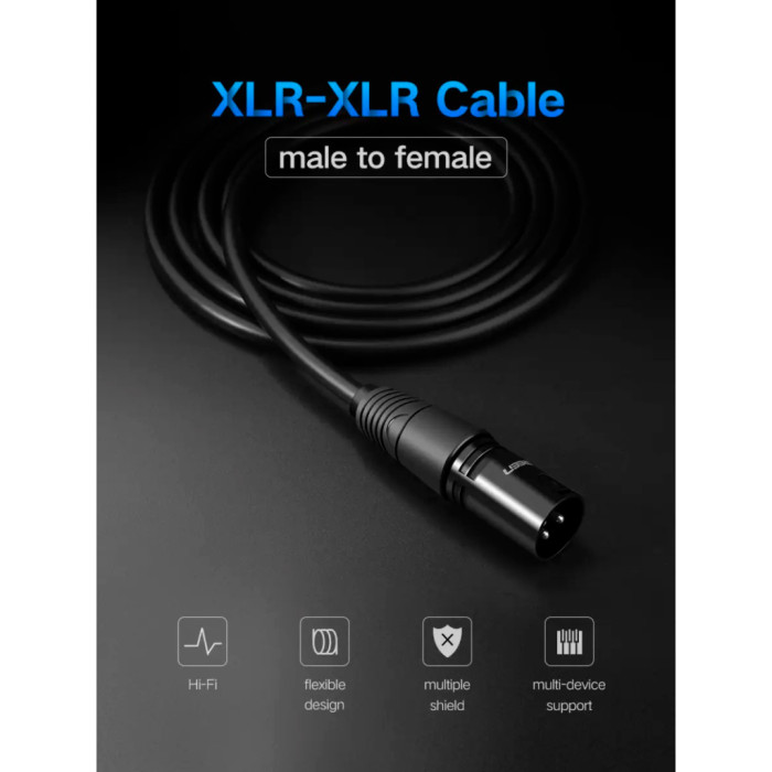 Кабель мультимедійний XLR M to XLR F 5.0m AV130 black Ugreen (20712)