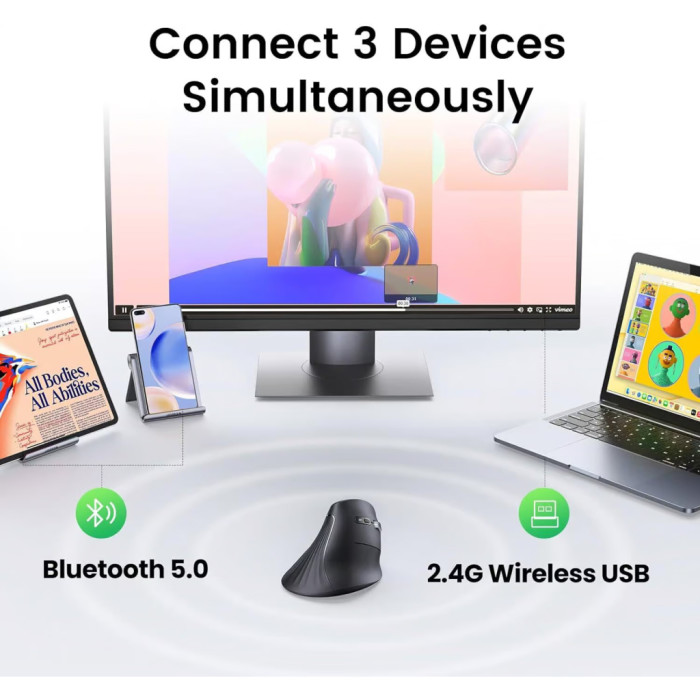 Мишка Ugreen MU008 Vertical Wireless Black (25444)