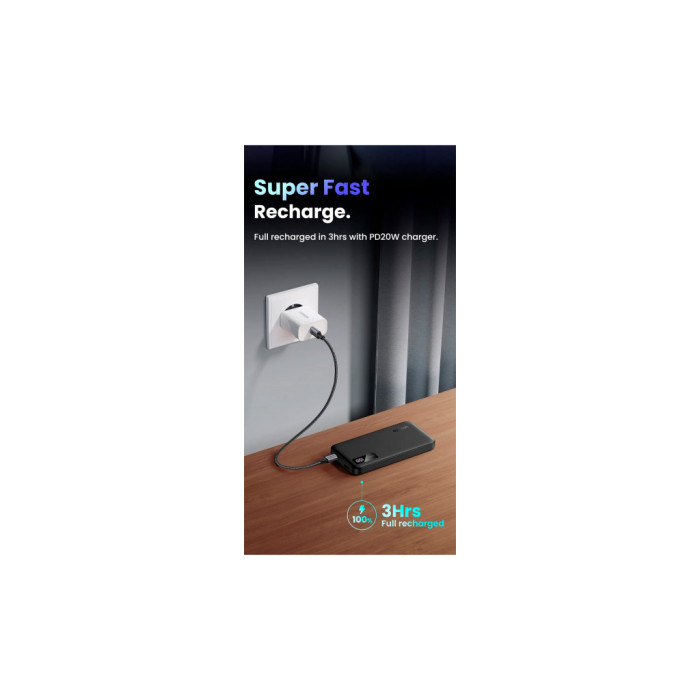 Батарея універсальна Ugreen 10000mAh 20W PD, QC/3.0, USB-A, USB-C Black (PB311) (25742)