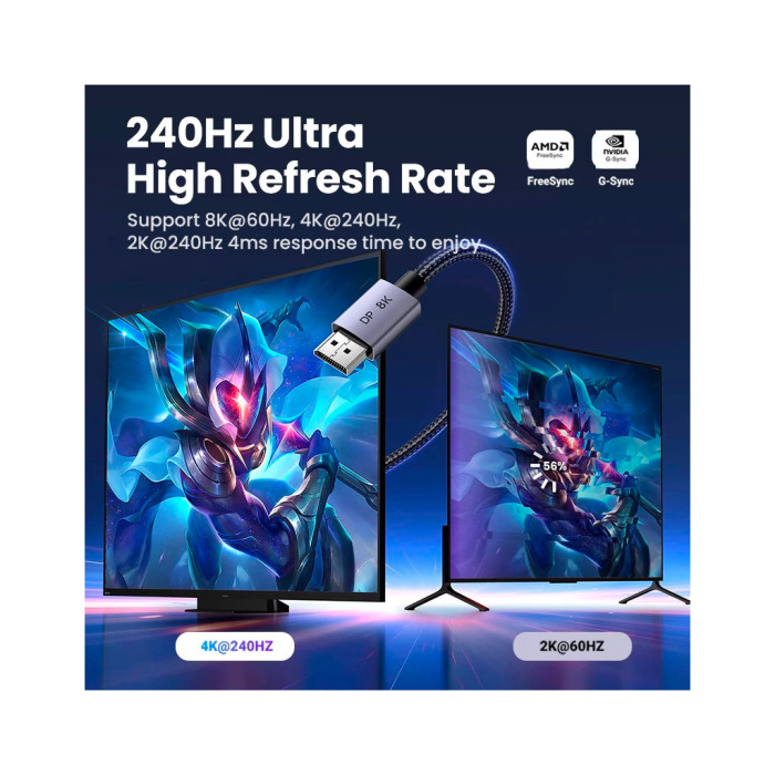 Кабель мультимедійний DisplayPort M to DisplayPort M 1.0m V1.4 8K60Hz DP120 black Ugreen (25903)