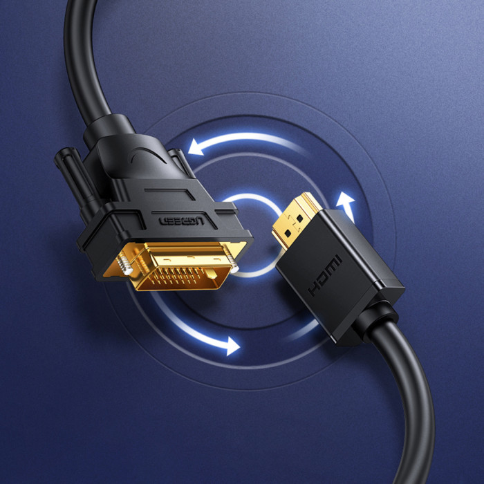 Кабель мультимедійний HDMI M to DVI M 1.0m HD106 black Ugreen (30116)