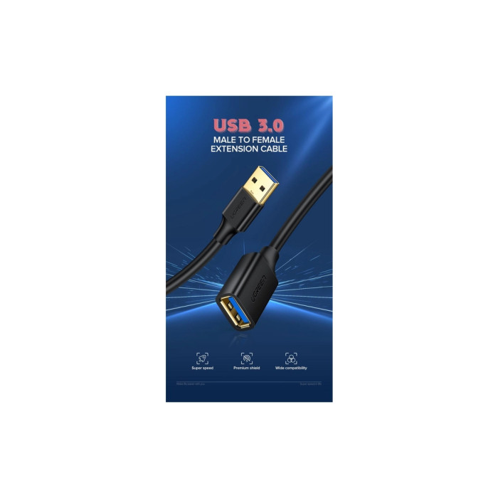 Дата кабель USB 3.0 AM/AF 1.5m US129 black Ugreen (30126)