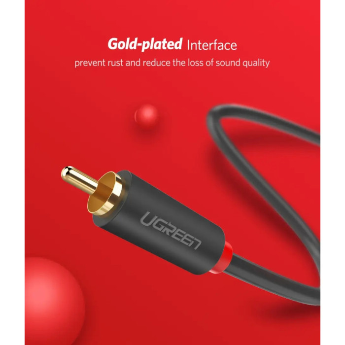 Кабель мультимедійний 2xRCA M to 2xRCA M 1.0m AV104 black Ugreen (30747)