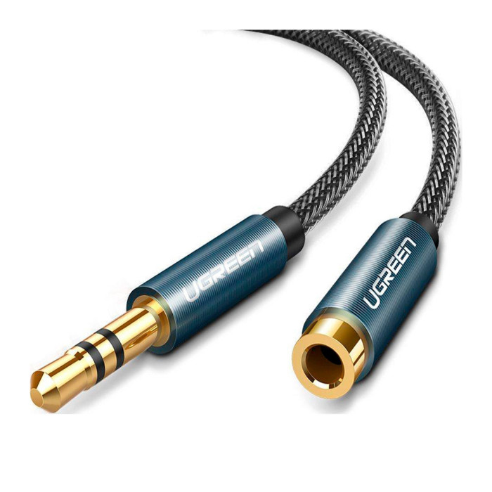 Кабель мультимедійний 3.5mm M to 3.5mm F 1.0m AV118 blue Ugreen (40673)