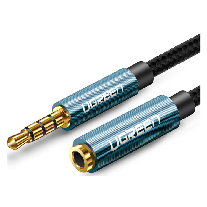 Кабель мультимедійний 3.5mm M to 3.5mm F 1.5m AV118 blue Ugreen (40674)