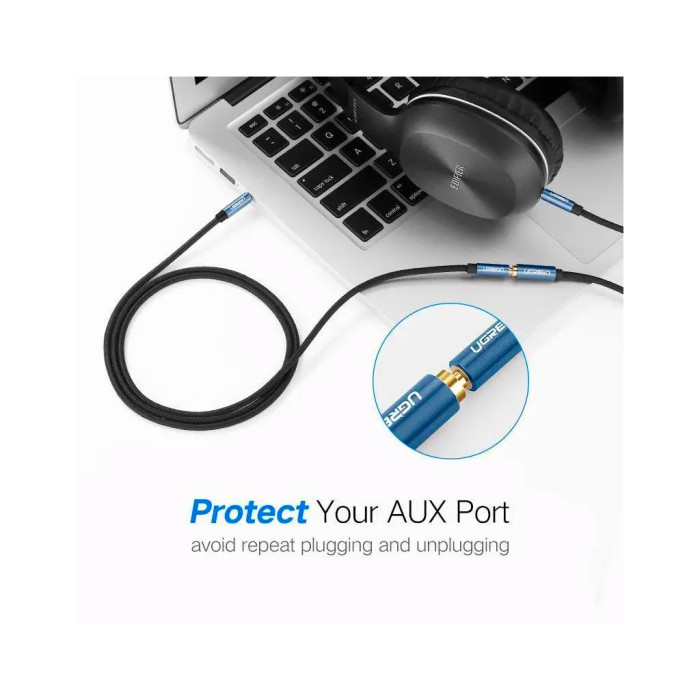 Кабель мультимедійний 3.5mm M to 3.5mm F 1.5m AV118 blue Ugreen (40674)