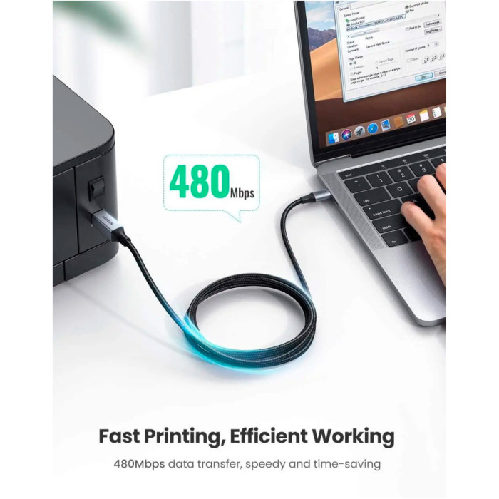 Кабель для принтера USB-C 2.0 to BM 1.0m black Ugreen (45034)