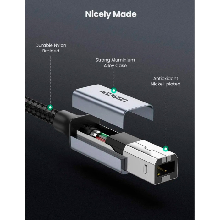 Кабель для принтера USB-C 2.0 to BM 1.0m black Ugreen (45034)
