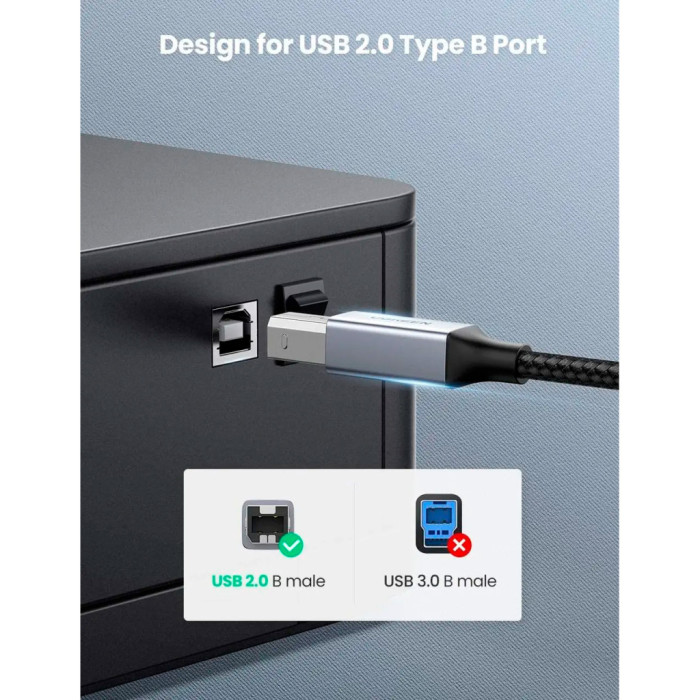 Кабель для принтера USB-C 2.0 to BM 1.0m black Ugreen (45034)