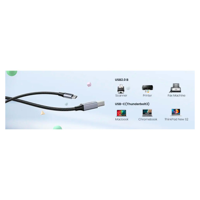 Кабель для принтера USB-C 2.0 to BM 1.0m black Ugreen (45034)