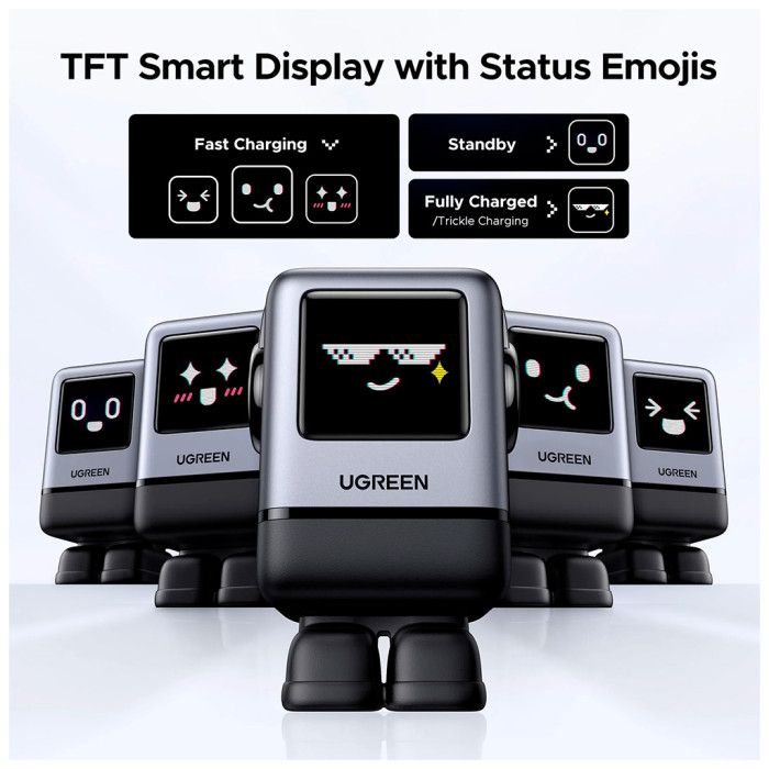Зарядний пристрій Ugreen 1xUSB + 3xUSB-C GaN 100W Robot X688 gray (45515B)