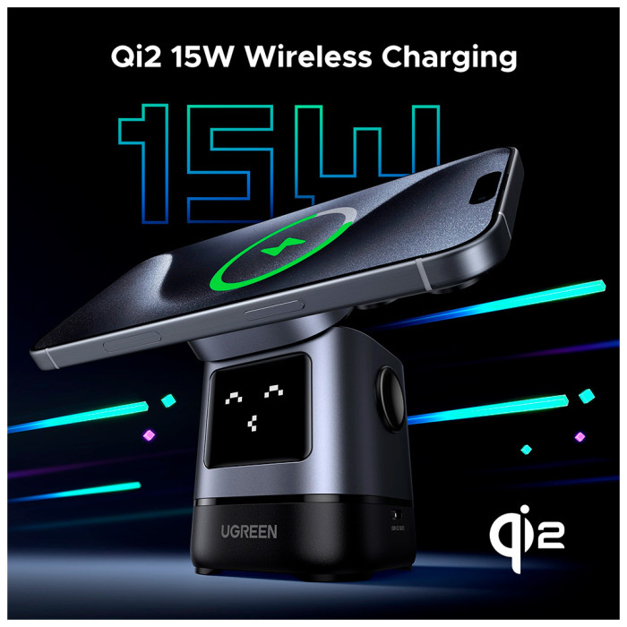 Зарядний пристрій Ugreen 2-in-1 wireless iPhone + AirPods W709 gray (45775)