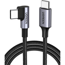 Дата кабель USB-C to USB-C 0.5m 3A 60W 90° corner US255 black/gray Ugreen (50122)