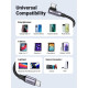 Дата кабель USB-C to USB-C 0.5m 3A 60W 90° corner US255 black/gray Ugreen (50122)