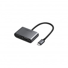 Концентратор Type-C M to HDMI+VGA Adapter with PD CM162 (Silver) Ugreen (50505)