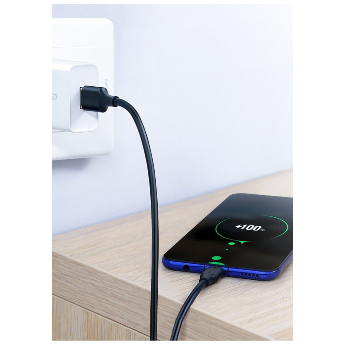 Дата кабель USB 2.0 AM to USB-C 0.5m 3.0A (18W) Nickel Plating US287 Black Ugreen (60115)