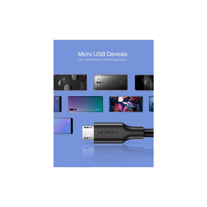 Дата кабель USB 2.0 AM to Micro 5P 0.5m 2A US289 black Ugreen (60135)