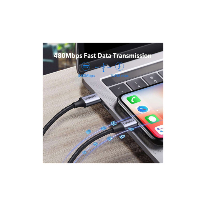 Дата кабель USB-C to Lightning 1.0m 3A 60W US304 black Ugreen (60759)