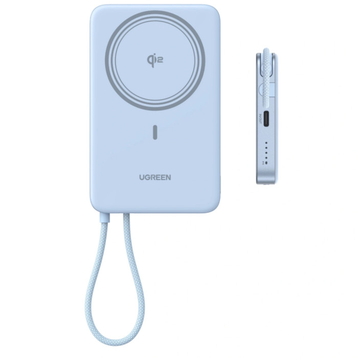 Батарея універсальна Ugreen 10000mAh 30W 1xUSB-C + 15W Magnetic Wireless + cable USB-C blue (65839B)