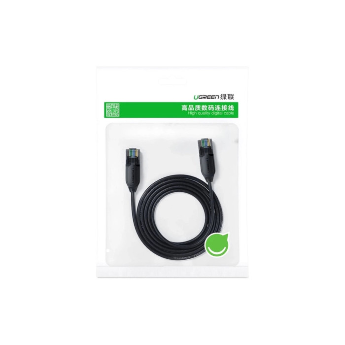 Патч-корд 1м, U/UTP CAT 6A Copper Ethernet Cable тонкий(діаметр 2.8мм) NW122 Black Ugreen (70332)