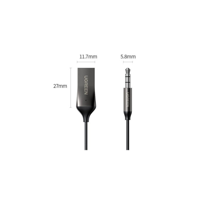 Bluetooth трансмітер Ugreen Bluetooth 5.0 Aux with mic CM309 UGREEN Black (70601)