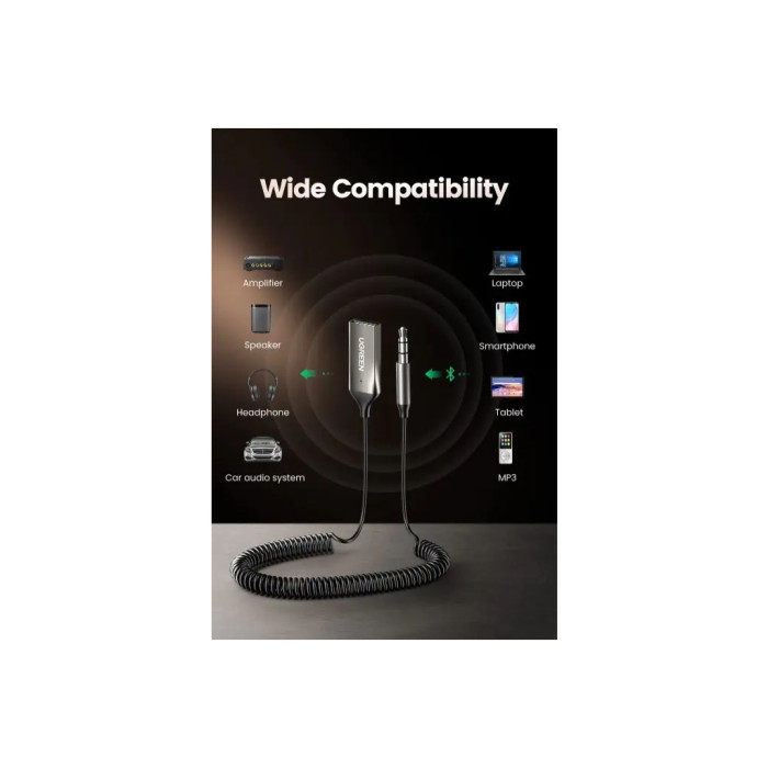 Bluetooth трансмітер Ugreen Bluetooth 5.0 Aux with mic CM309 UGREEN Black (70601)