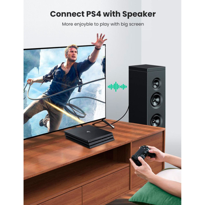 Кабель мультимедійний Optical Toslink 1.5m AV122 black Ugreen (70891)