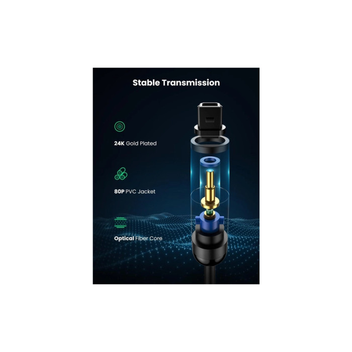 Кабель мультимедійний Optical Toslink 2.0m AV122 black Ugreen (70892)
