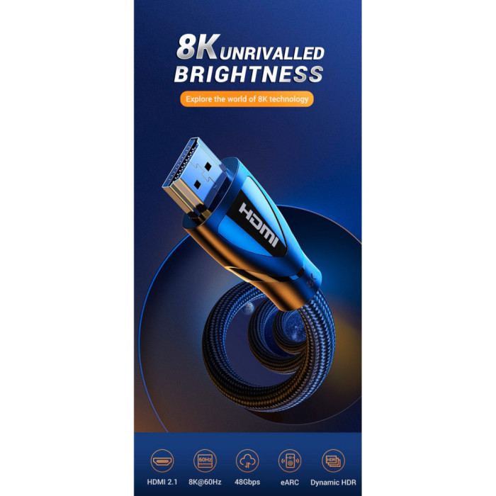 Кабель мультимедійний HDMI M to HDMI M 5.0m braided HD140 black Ugreen (80405)