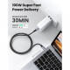 Дата кабель USB 2.0Type-C to Type-C 3.0m 5A 100W US316 Black Ugreen (90120)