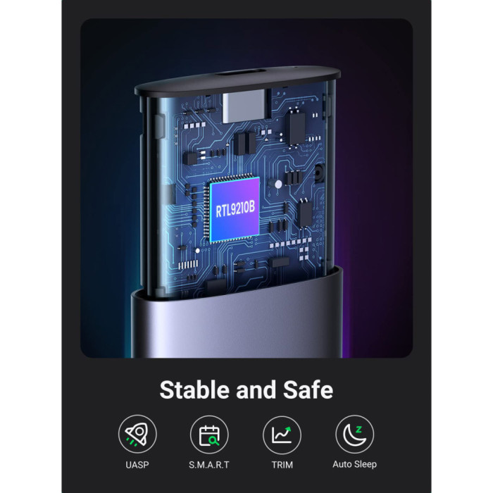 Кишеня зовнішня Ugreen SSD M.2 (NVME) M-KEY UGREEN 3.2 GEN2 CM400 gray (90264)