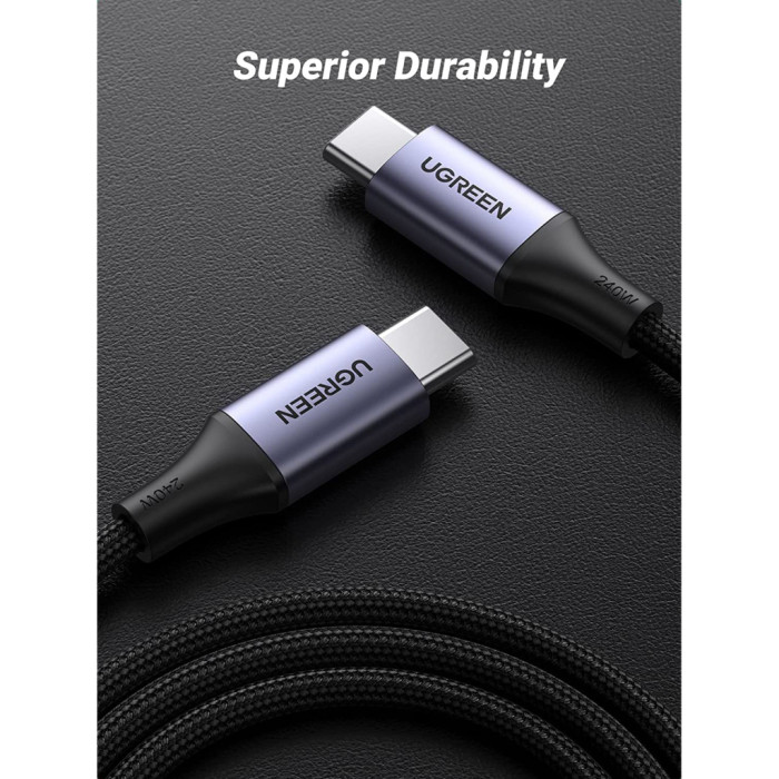 Дата кабель USB-C to USB-C 2.0m 240W space gray Ugreen (90440)
