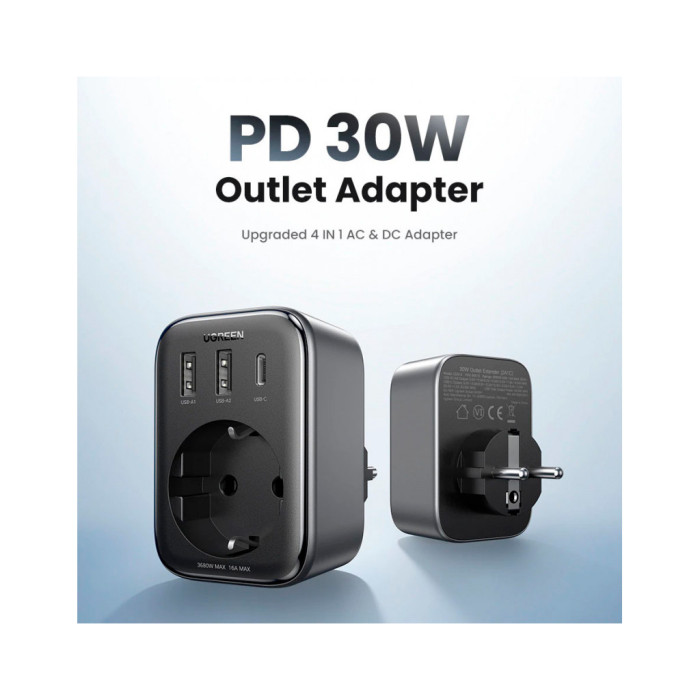 Зарядний пристрій Ugreen 3xUSB 30W Outlet Extender (2хUSB-A+USB-C) CD314 (90613)