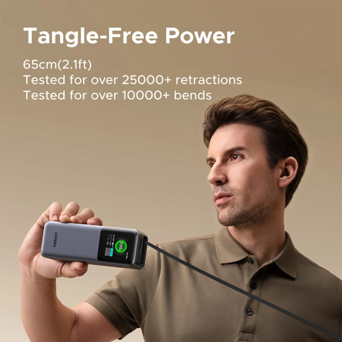 Батарея універсальна Ugreen 20000mAh 165W with Retractable Cable (PB726 55987B)