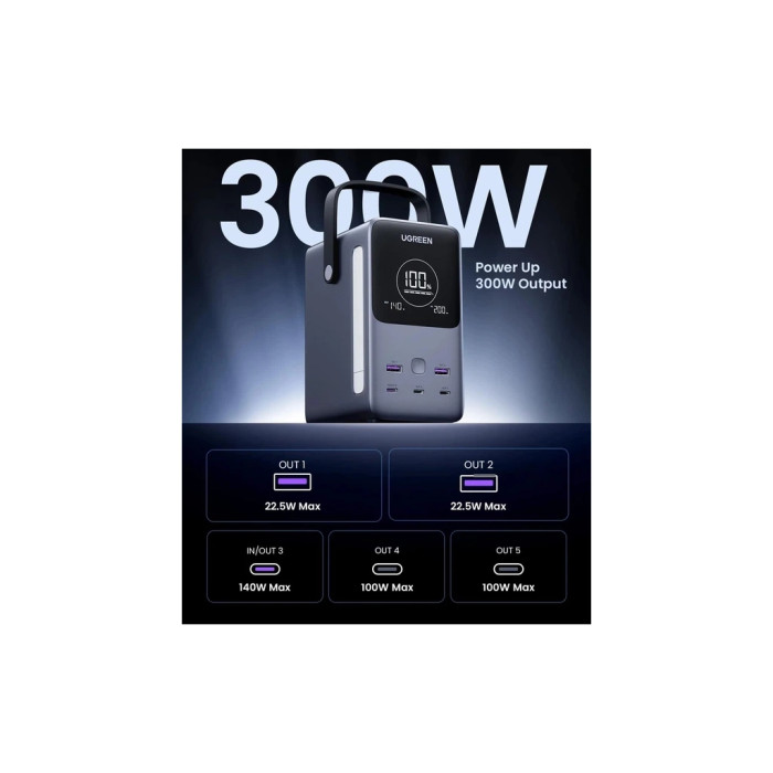 Батарея універсальна Ugreen 48000mAh 300W with Smart Digital Display (PB770 25286)