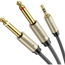 Кабель мультимедійний 3.5mm M to 2x6.35mm M 1.0m gray Ugreen (UGR-10613)