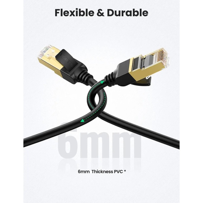 Патч-корд 3м, F/FTP cat 7 RJ-45 black Ugreen (U_11270)