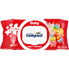 Дитячі вологі серветки Ultra Compact Ecopack з клапаном, 120 шт (8697420534738)