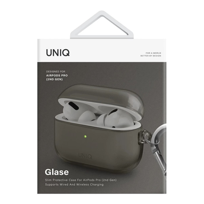 Чохол для навушників Uniq Glase AirPods Pro 2 gen Glossy Smoke (8886463683590)