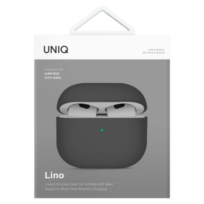 Чохол для навушників Uniq Lino AirPods 4 Silicone Ash Grey (8886463691373)