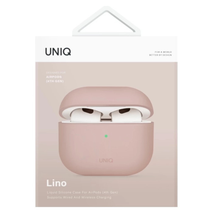 Чохол для навушників Uniq Lino AirPods 4 Silicone Pink Blush (8886463691380)