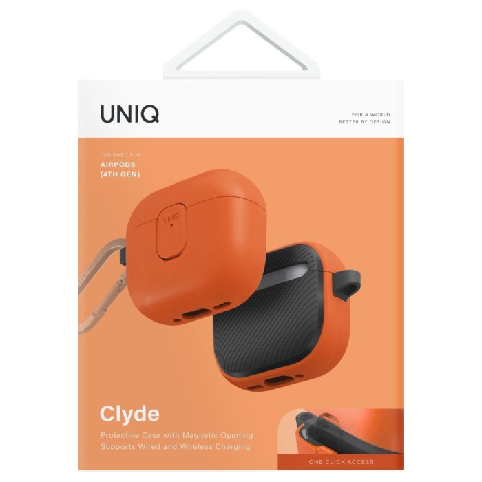 Чохол для навушників Uniq Чохол UNIQ Clyde для AirPods 4 Lock Case помаранчевий UNIQ-AIRPODS(2024)- CLYVO (8886463693230)