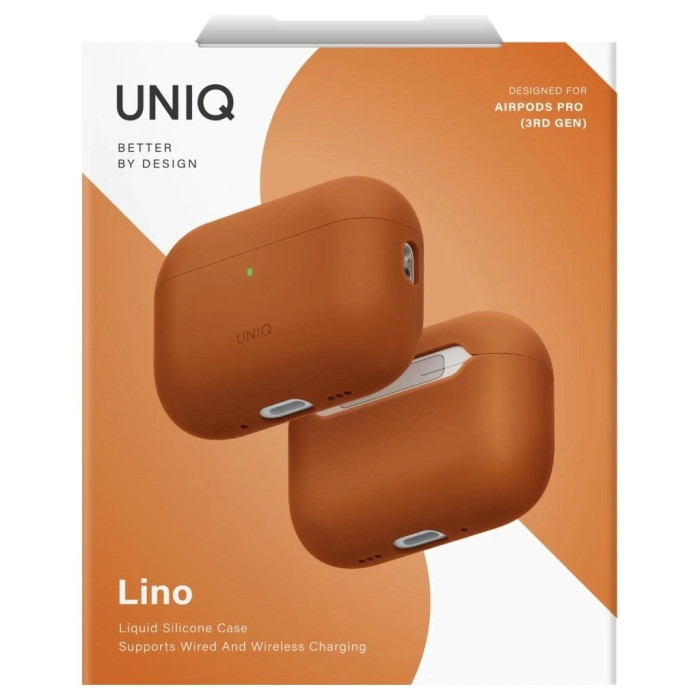 Чохол для навушників Uniq Lino для AirPods Pro 3 gen Silicone Orange (8886463696903)