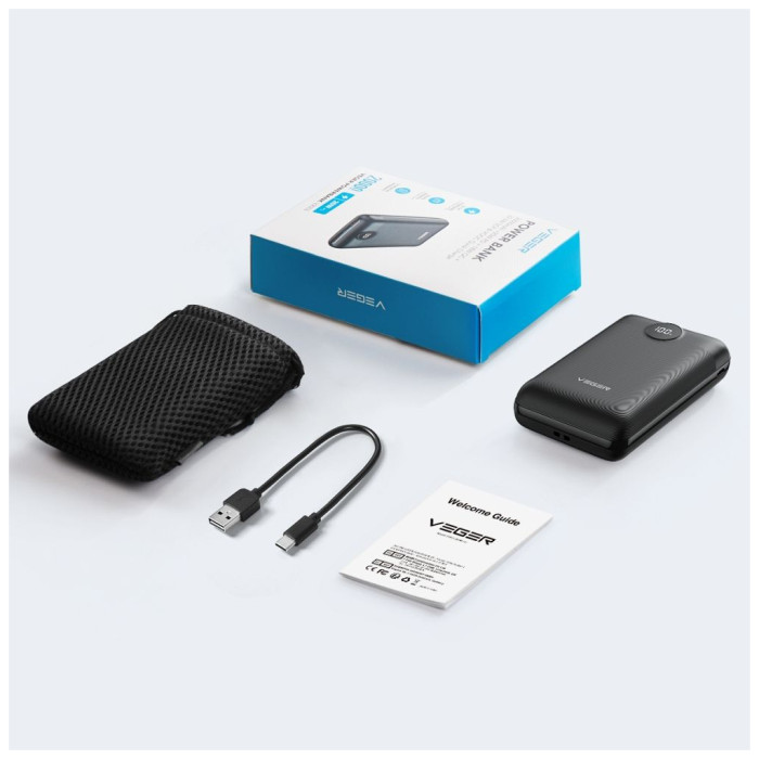Батарея універсальна VEGER 20000mAh S20 22.5W PD/3/0 QC/3.0 black (6970453554198)
