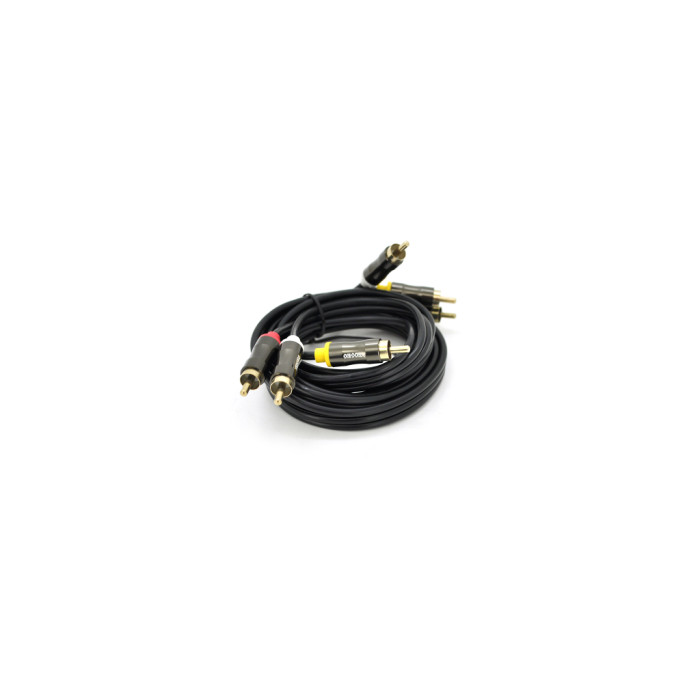 Кабель мультимедійний 3xRCA M to 3xRCA M 3.0m black VEGGIEG (YT-AV303)