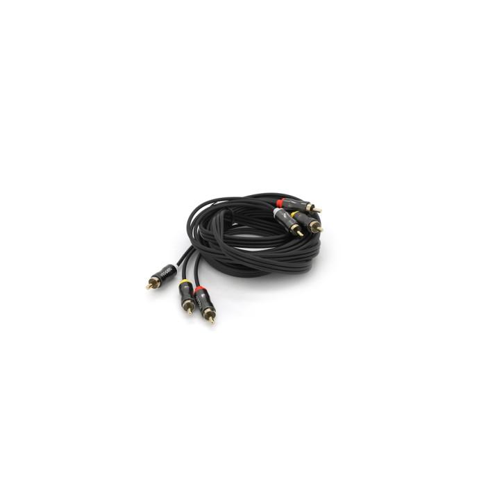 Кабель мультимедійний 3xRCA M to 3xRCA M 3.0m black VEGGIEG (YT-AV303)