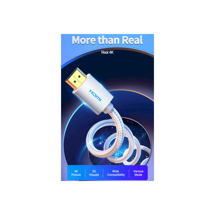 Кабель мультимедійний HDMI M to HDMI M 2.0m V2.0 4K60Hz silver Vention (AABIH)