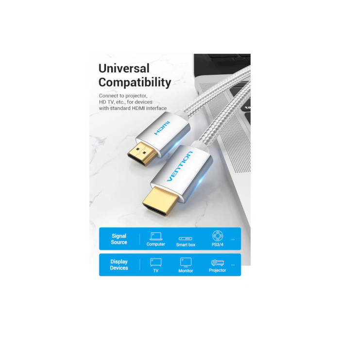 Кабель мультимедійний HDMI M to HDMI M 15.0m V2.0 4K silver Vention (AABIN)
